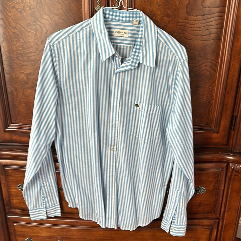 Lacoste Men's Blue Striped Shirt